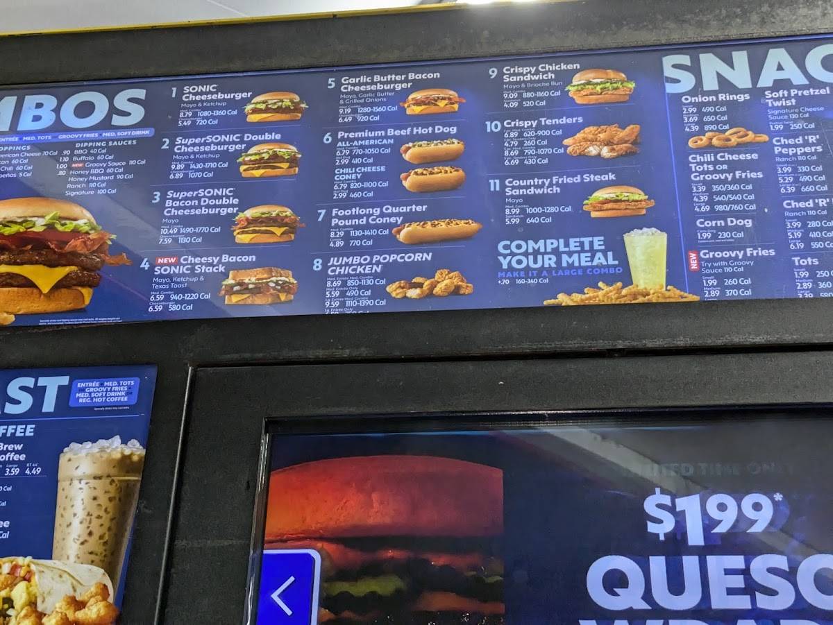 Sonic Drive-In меню