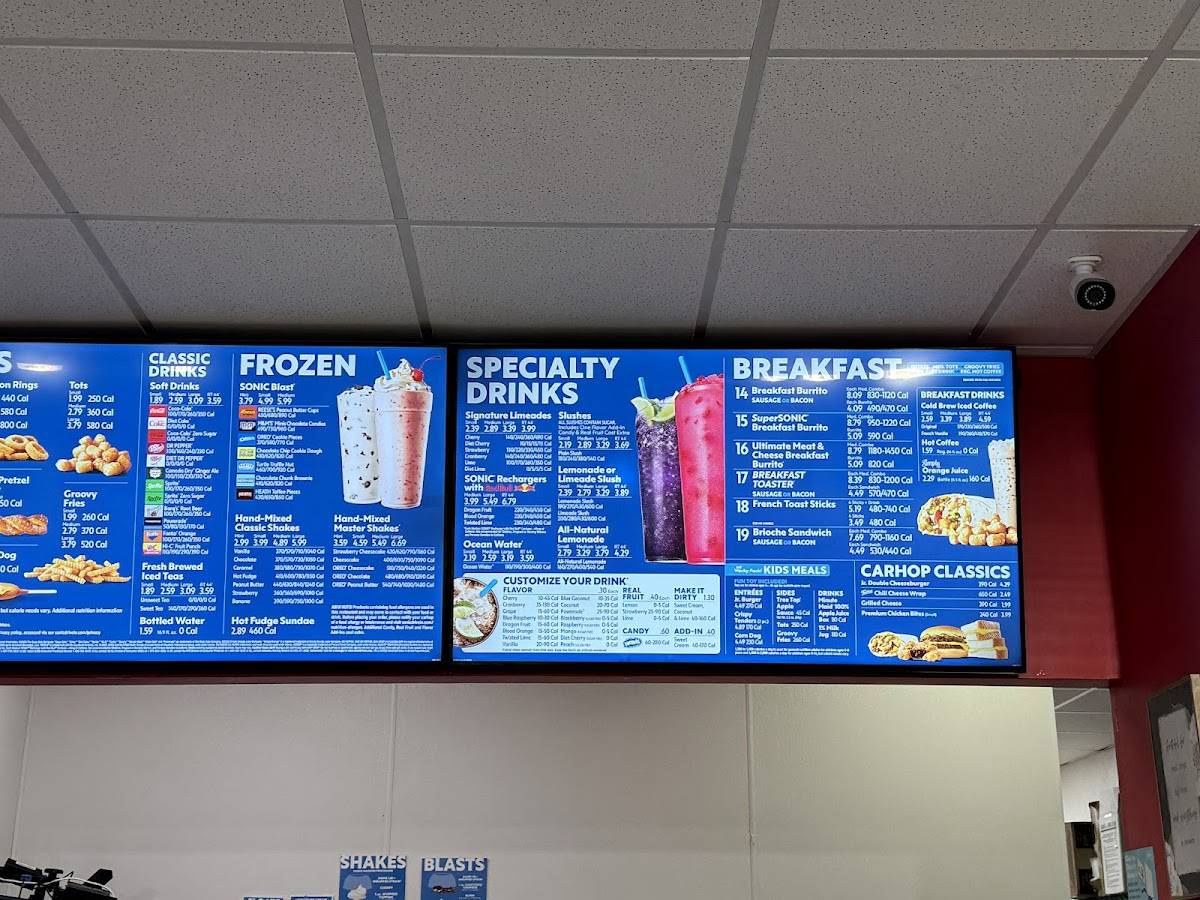 Sonic Drive-In меню