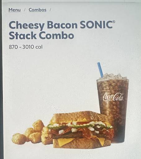 Sonic Drive-In меню