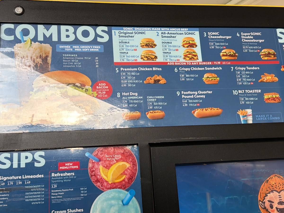Sonic Drive-In меню