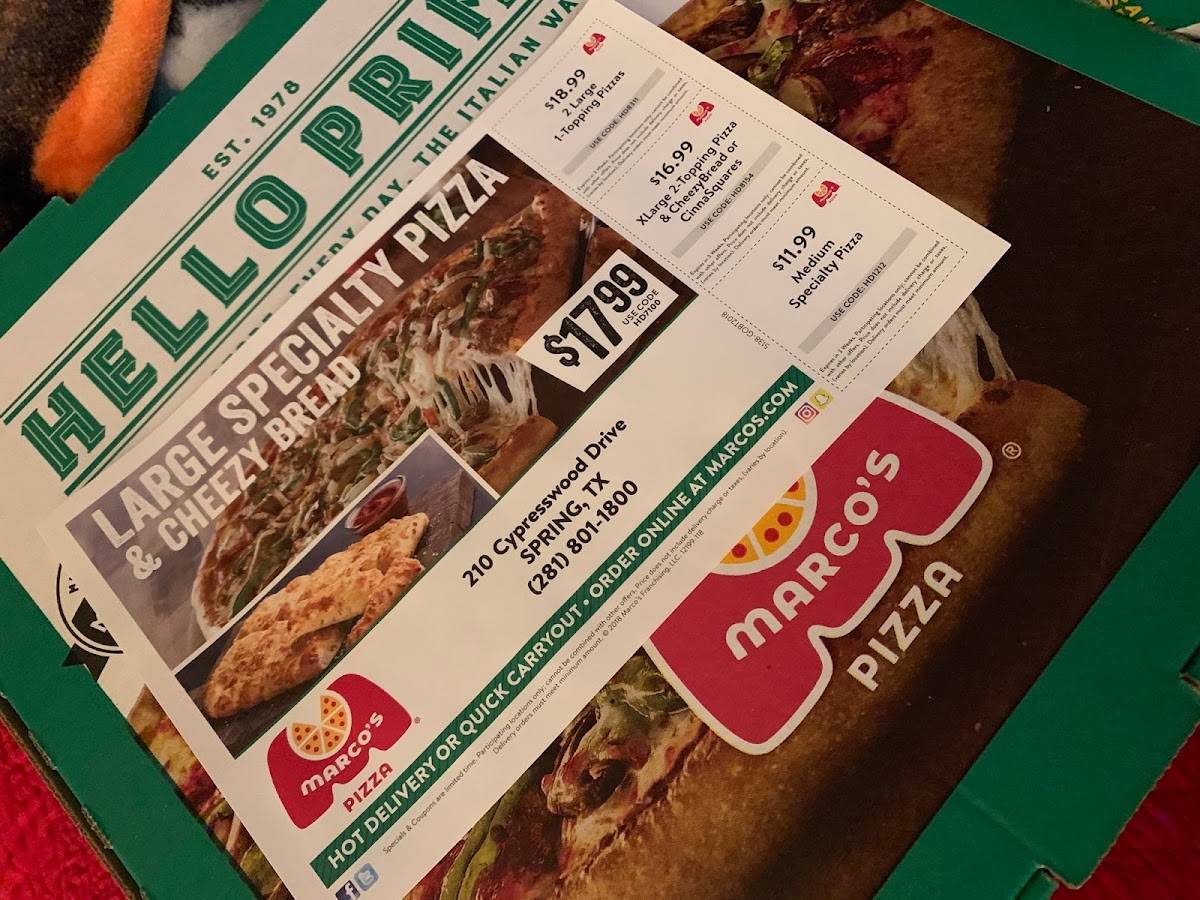 Marco's Pizza меню