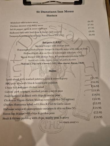 St Dunstans Inn меню