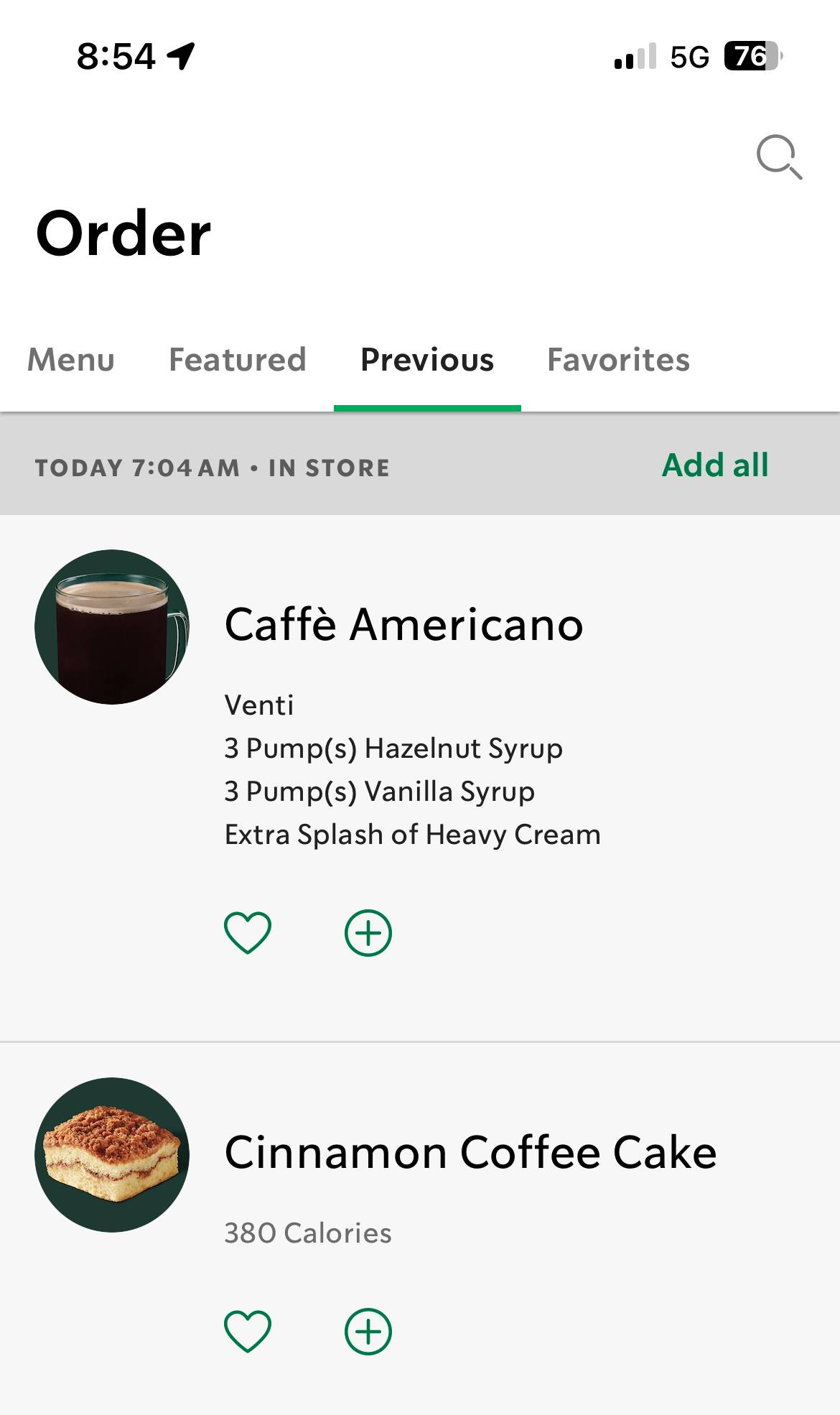 Starbucks Coffee Company меню