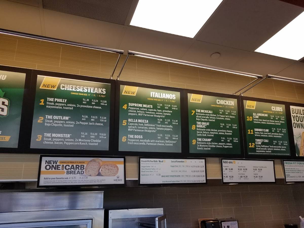 Subway меню