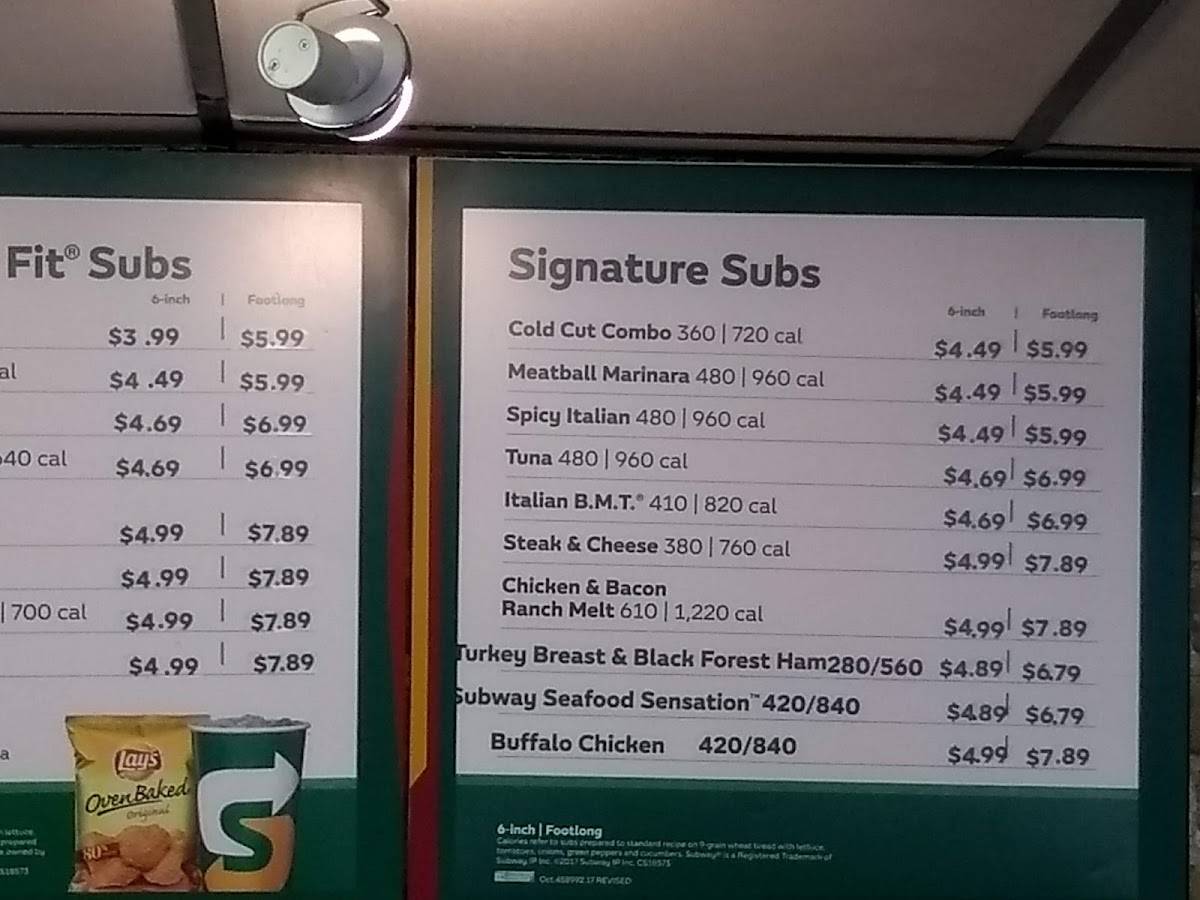 Subway меню