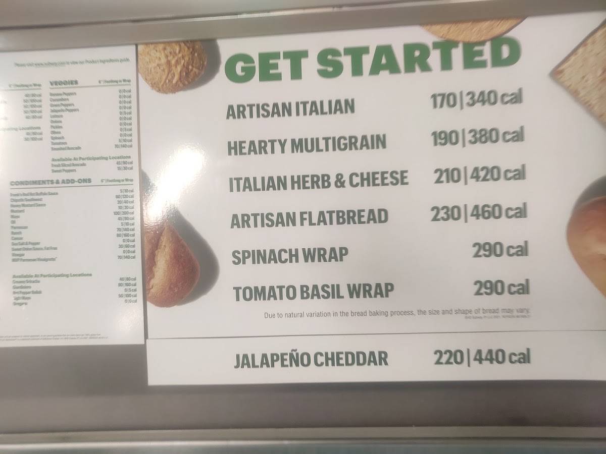 Subway меню
