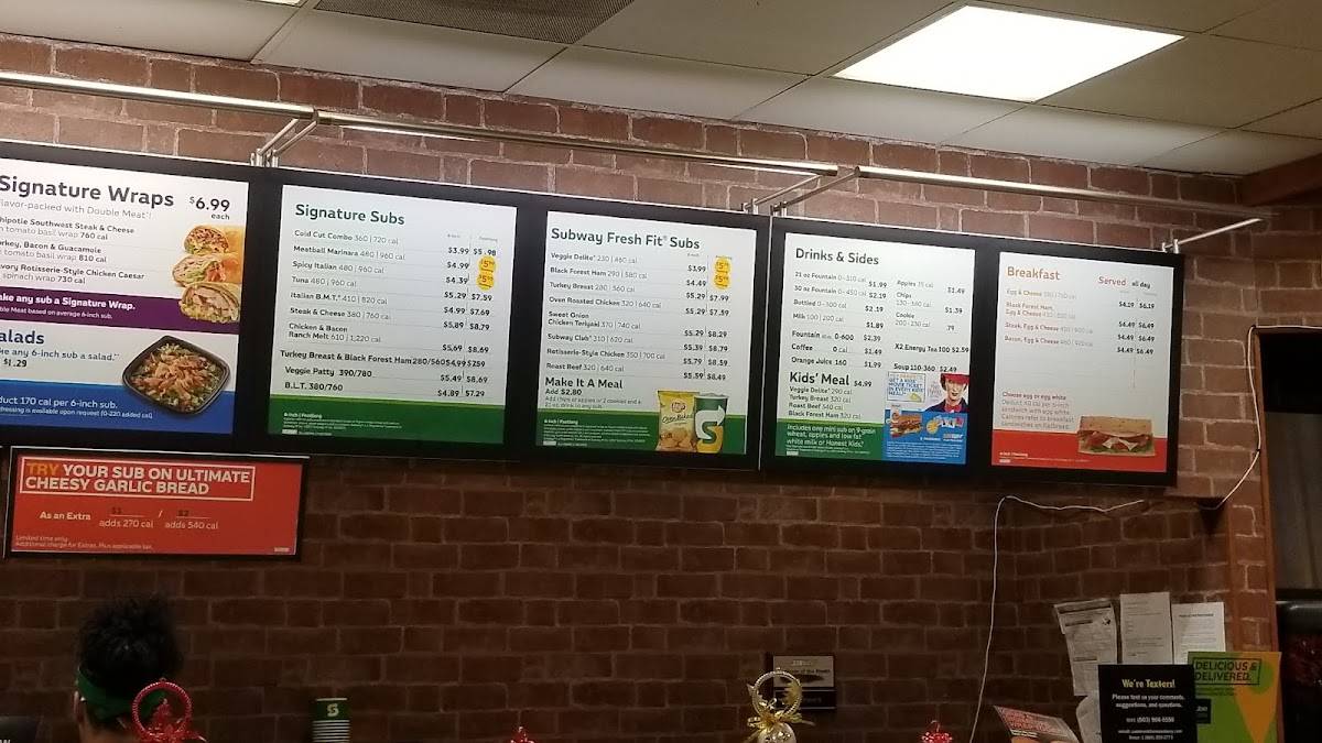 Subway меню