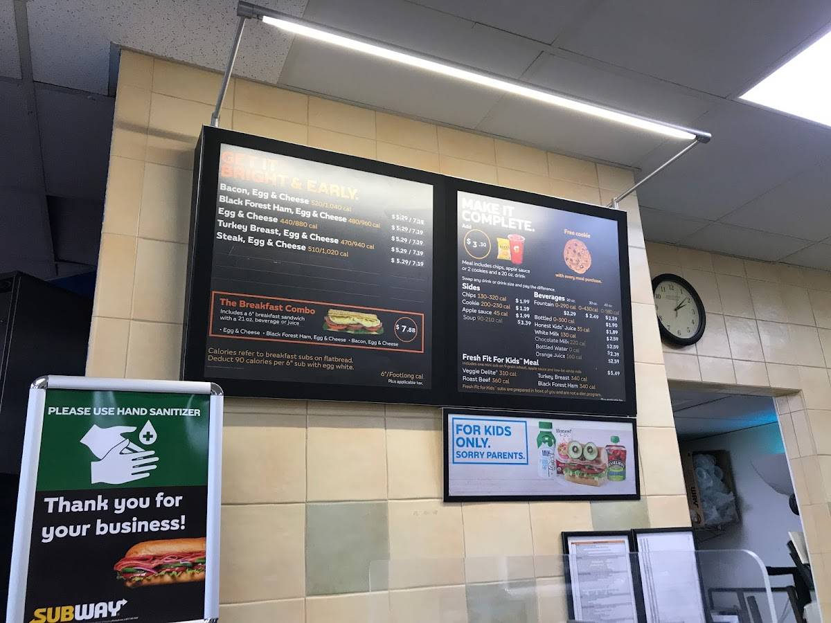 Subway меню
