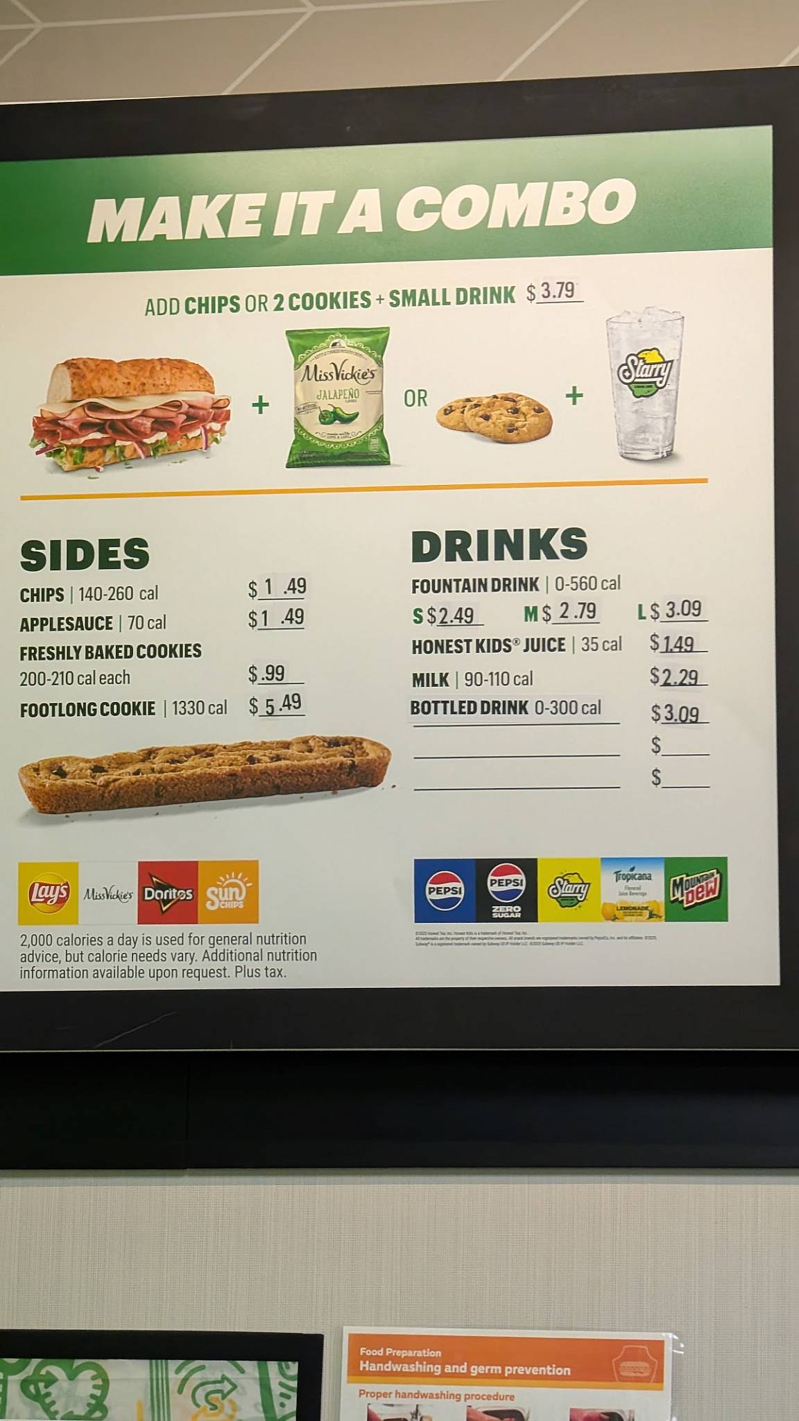 Subway меню
