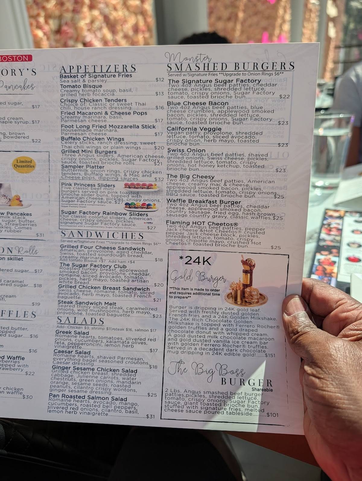 Sugar Factory Boston меню