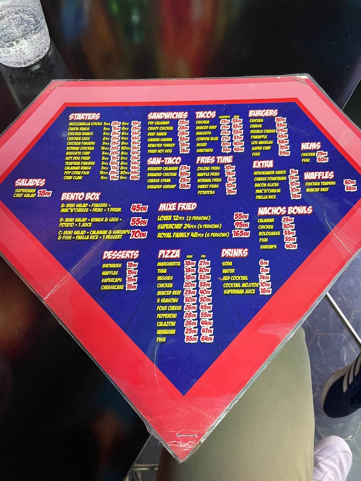 Superman chef Maroc меню