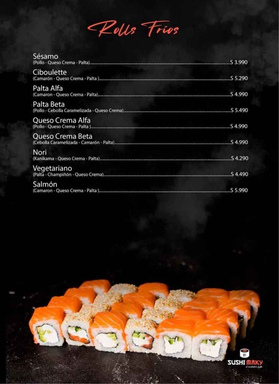 Sushimaky las Rastras меню