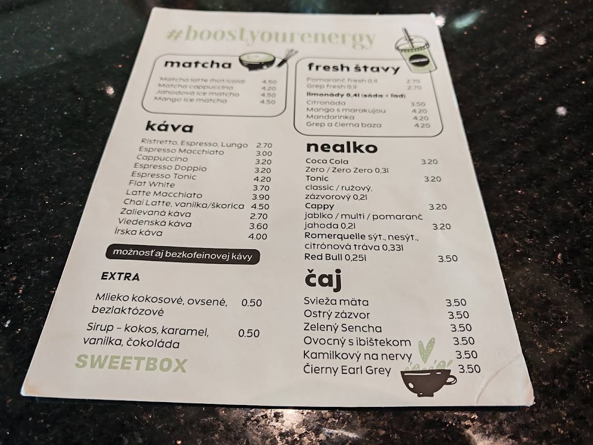 Sweetbox Caffé меню