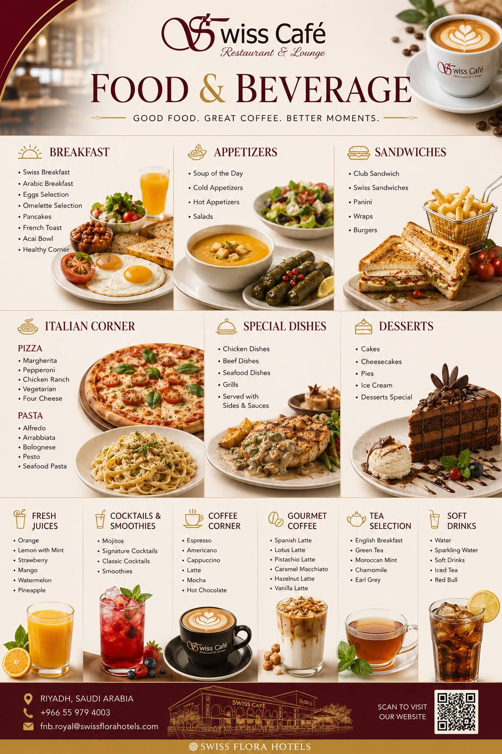 Swiss Café Restaurant & Lounge меню