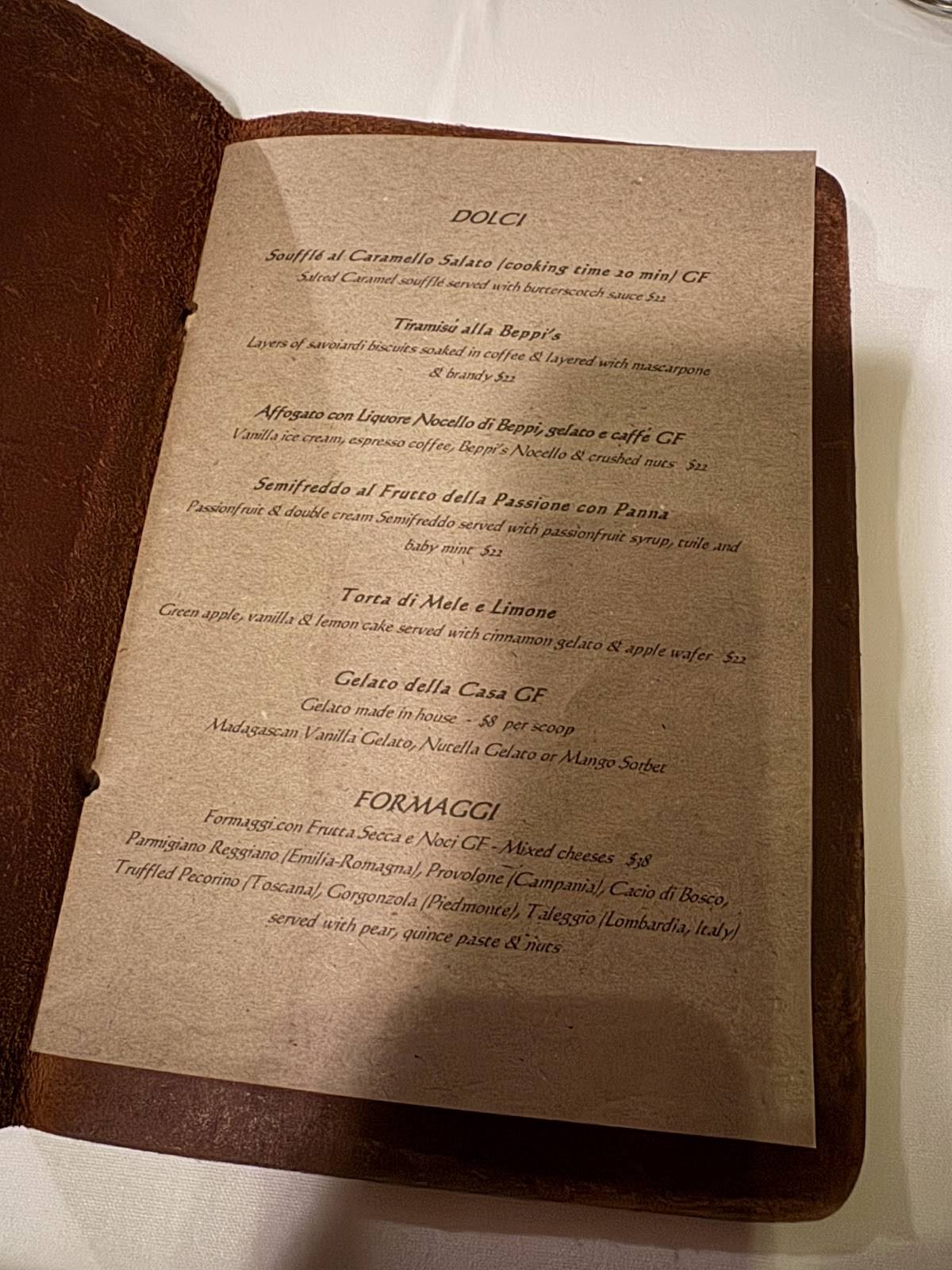 Beppi's Italian меню