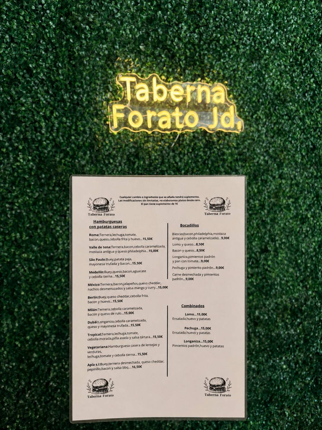 Taberna Forato меню