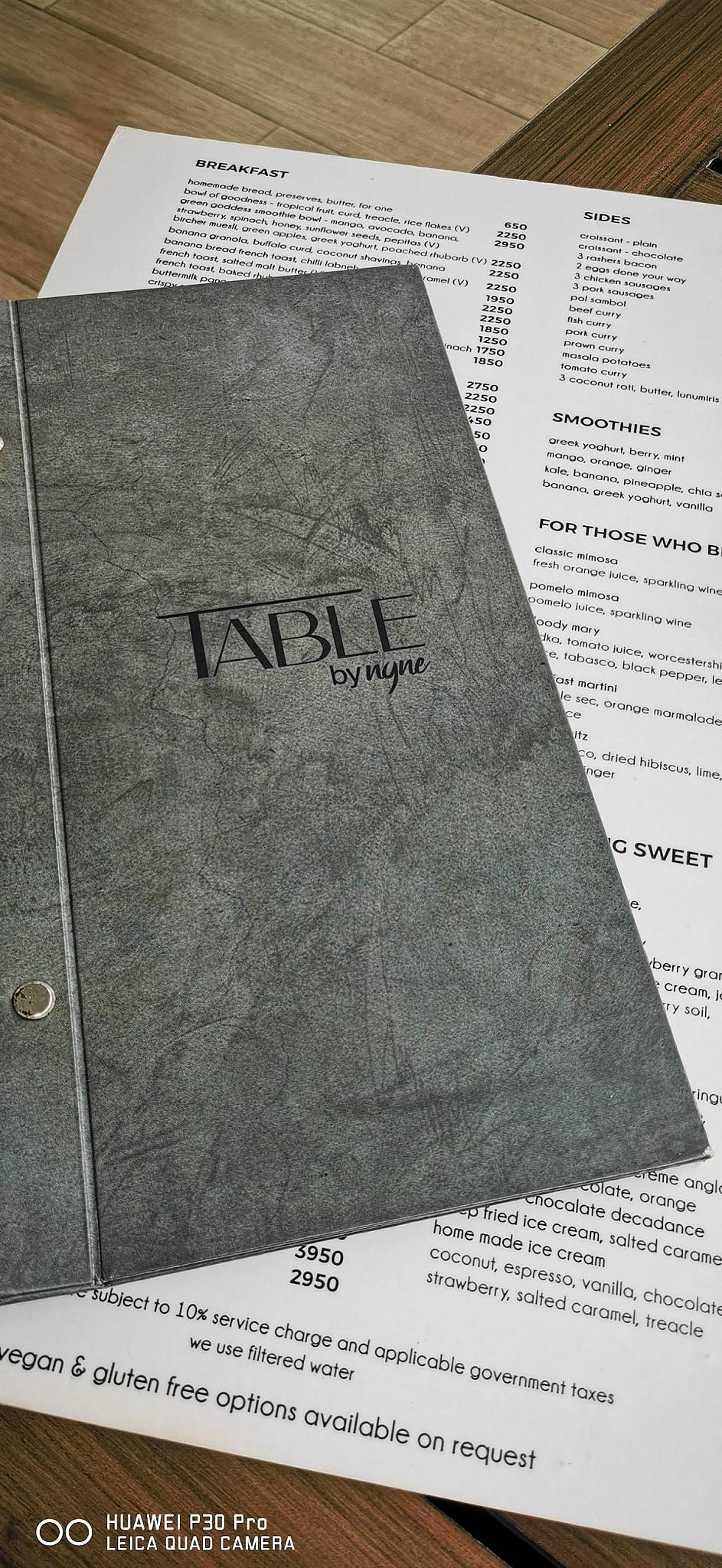 Table by Nyne меню