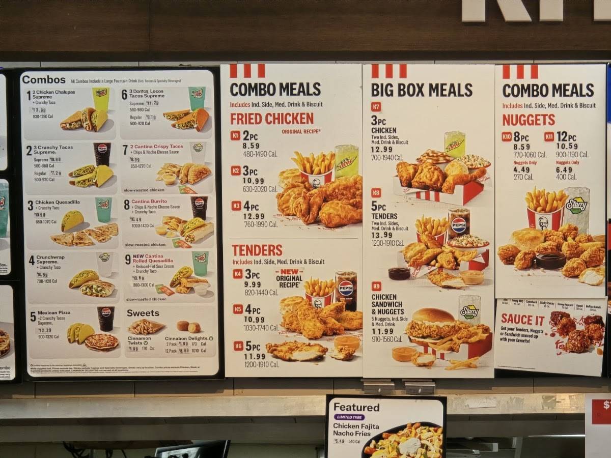 Taco Bell / KFC меню