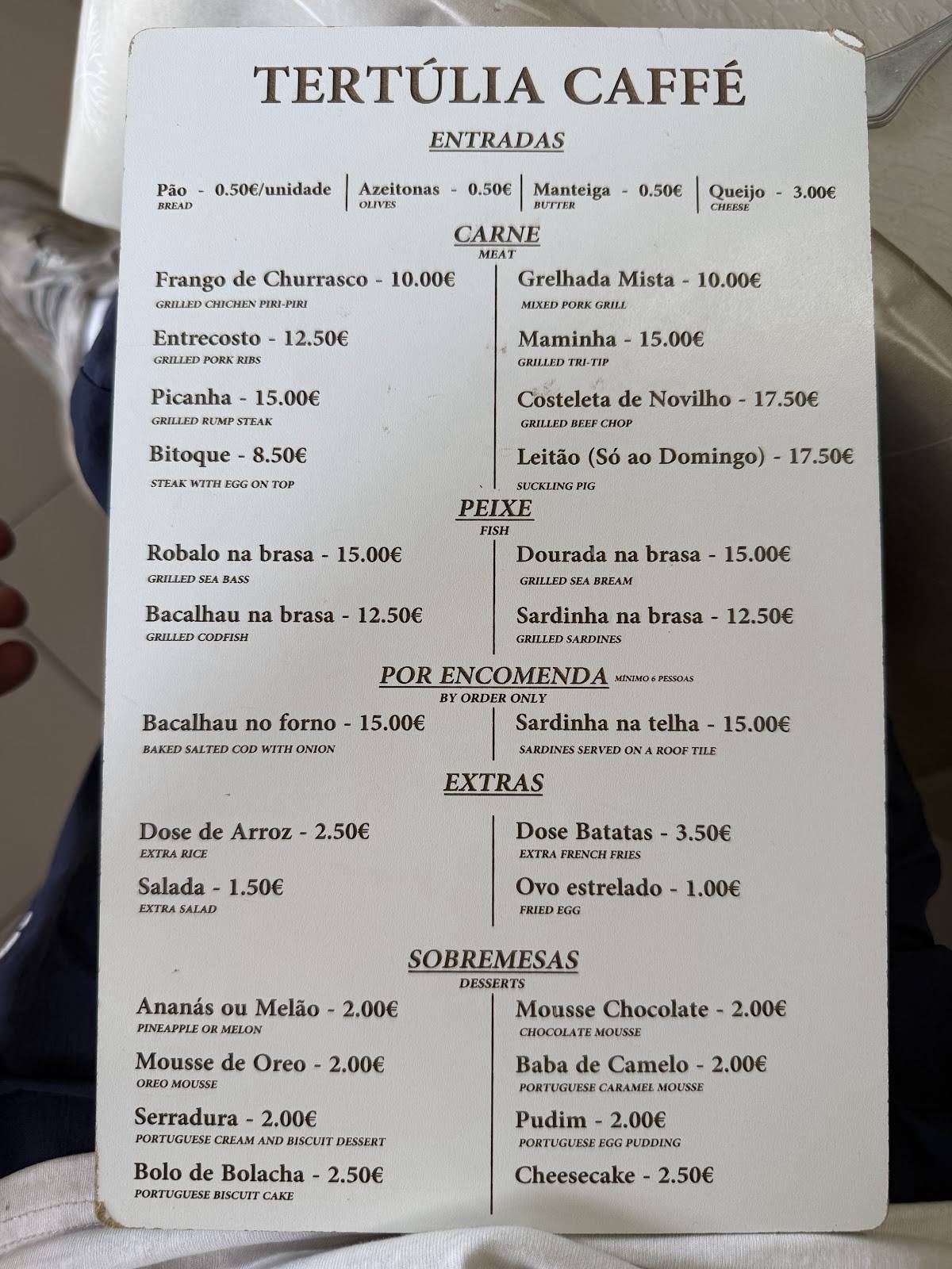 Tertúlia Caffé меню