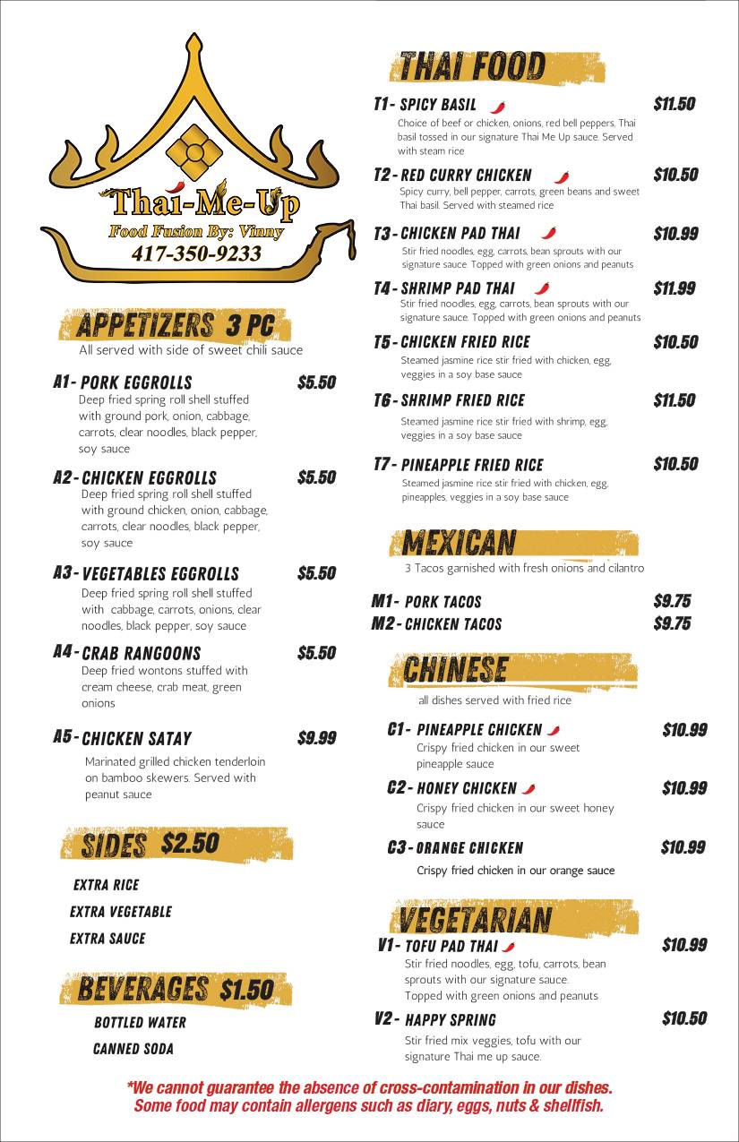 Thai-Me-Up меню