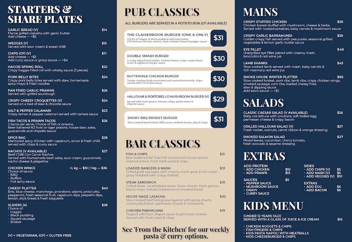The Claisebrook Bar меню