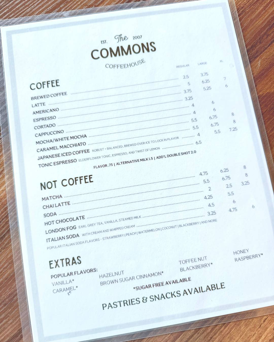 The Commons Coffeehouse меню