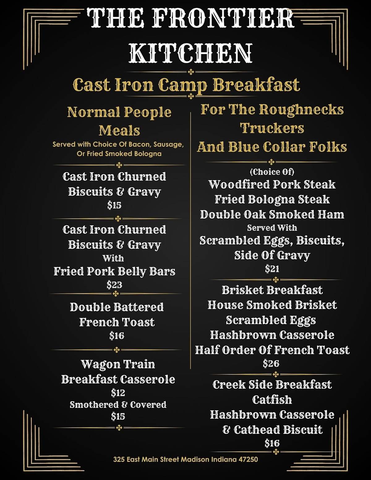 The Frontier Kitchen меню