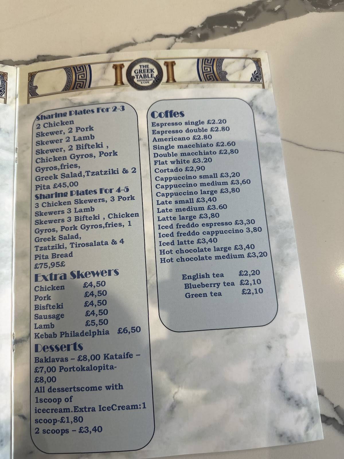 The Greek Table меню