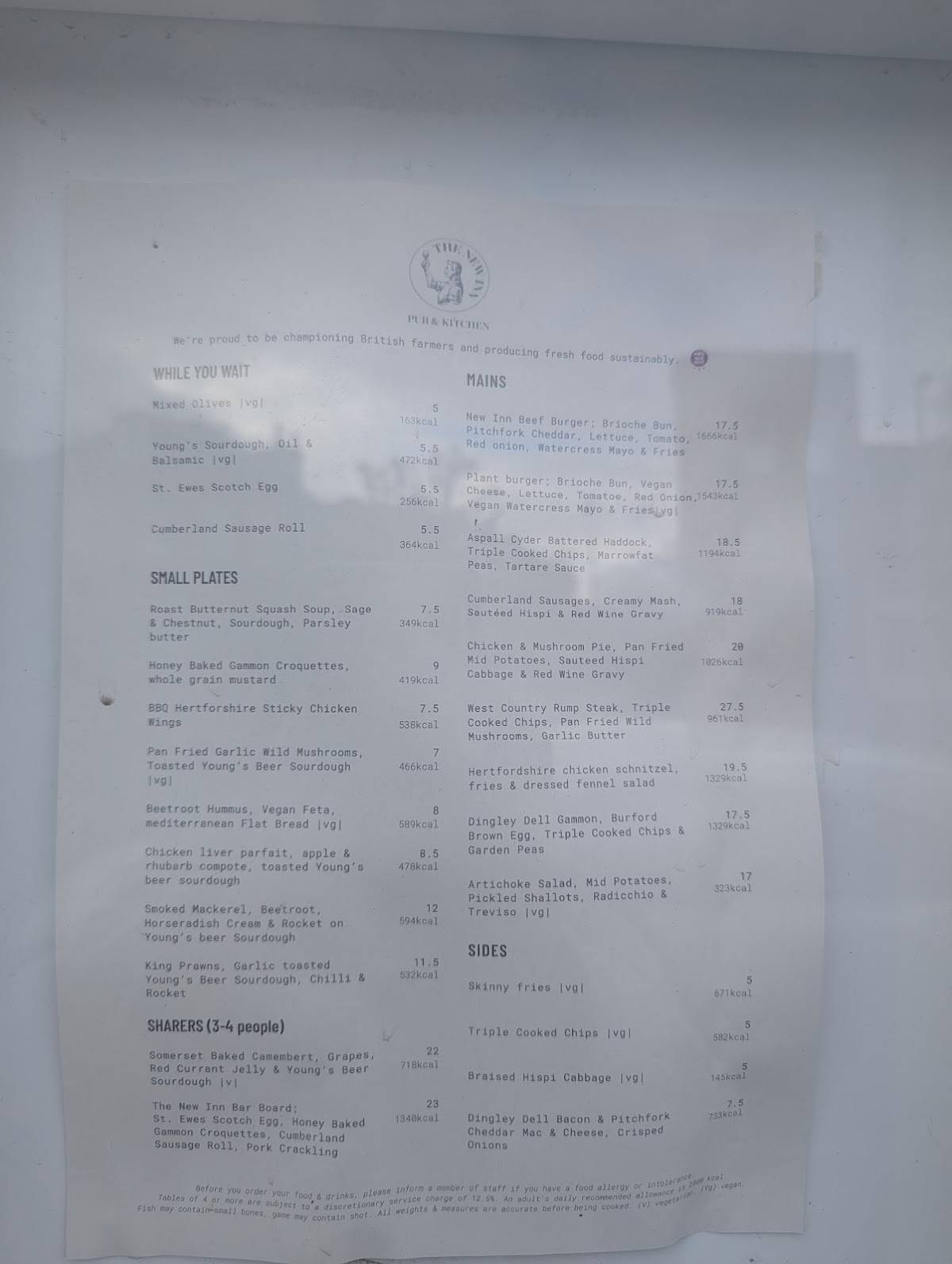 The New Inn Ealing меню
