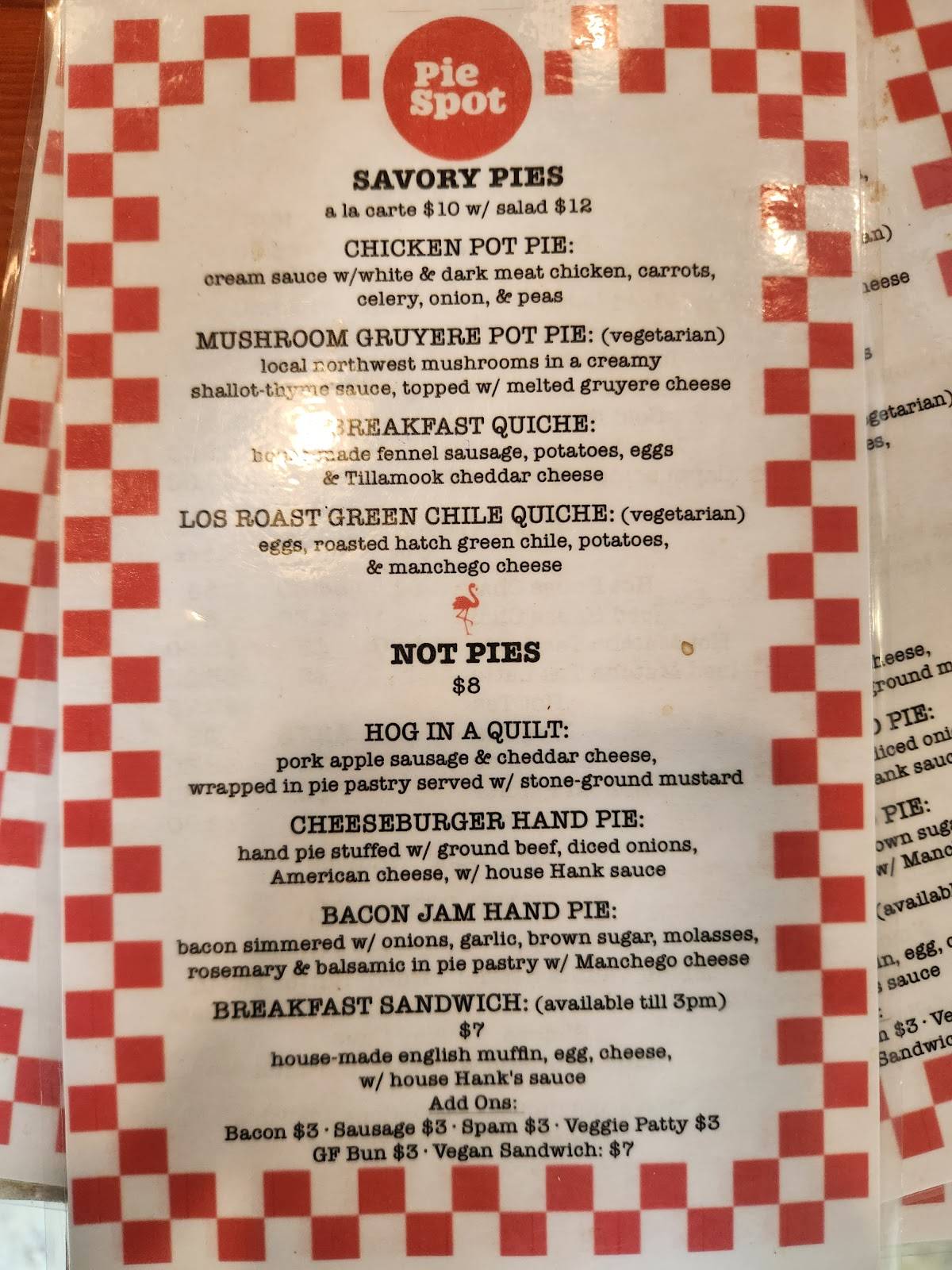 The Pie Spot меню