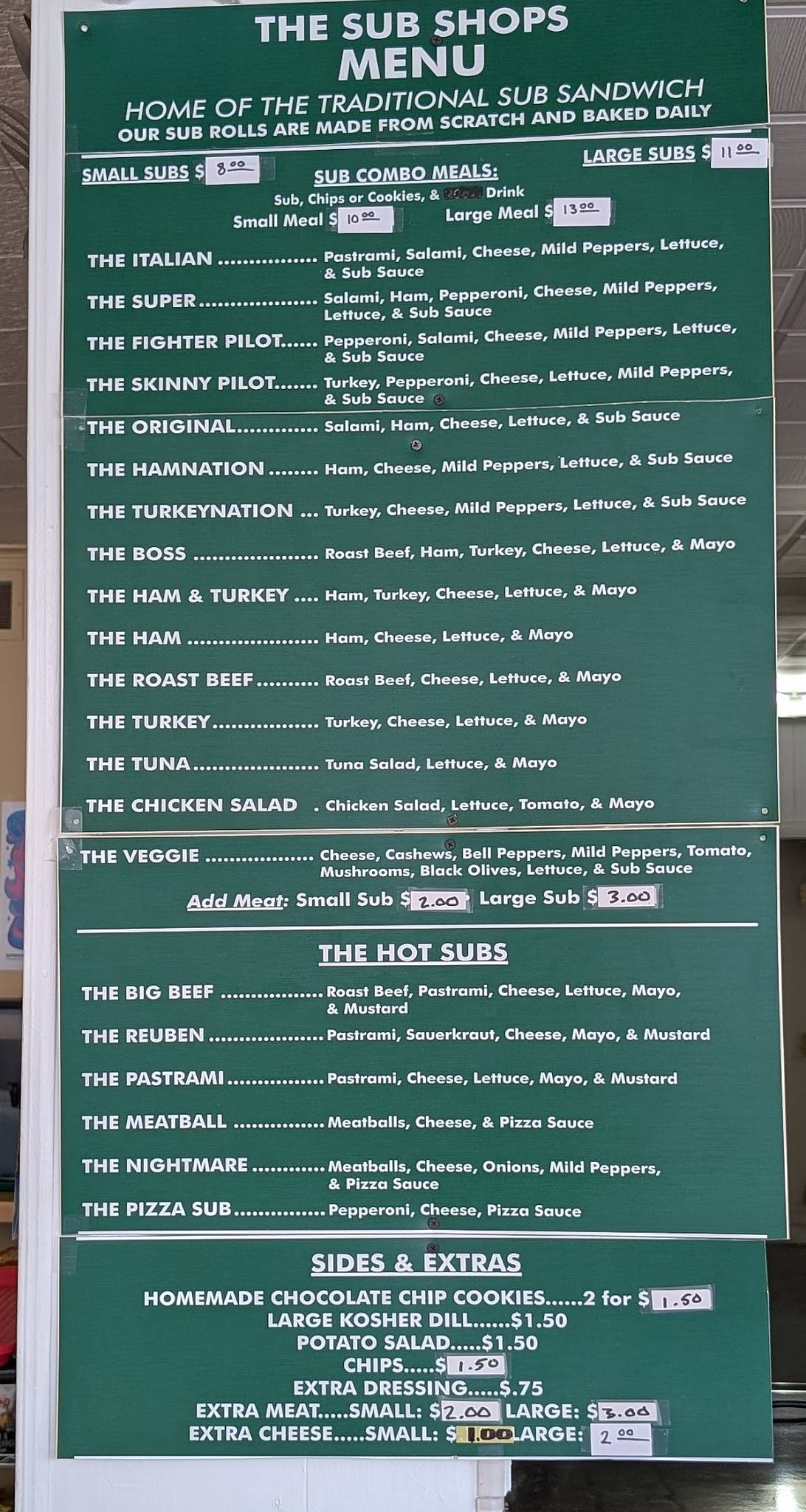 The Sub Shop меню
