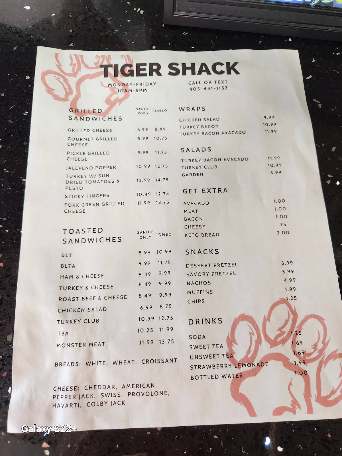 Tiger Shack меню