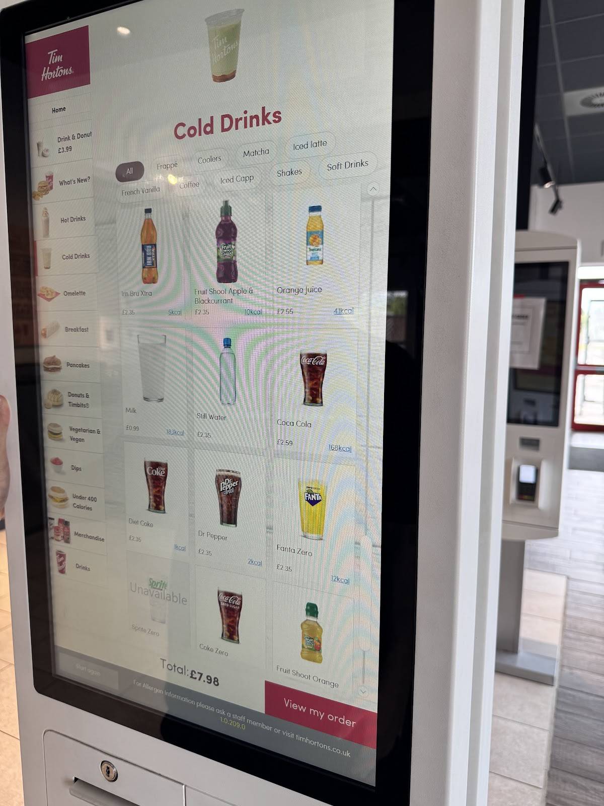 Tim Hortons меню