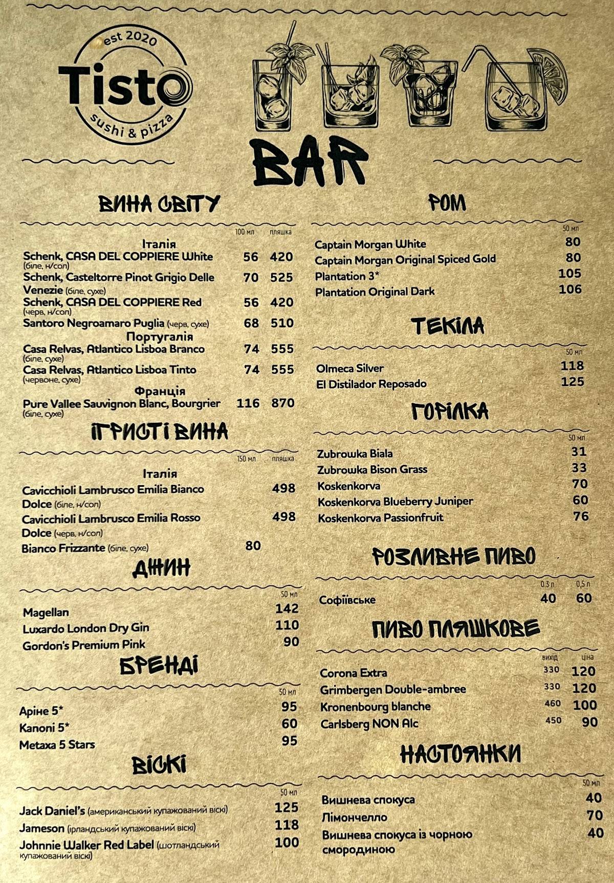 Tisto меню