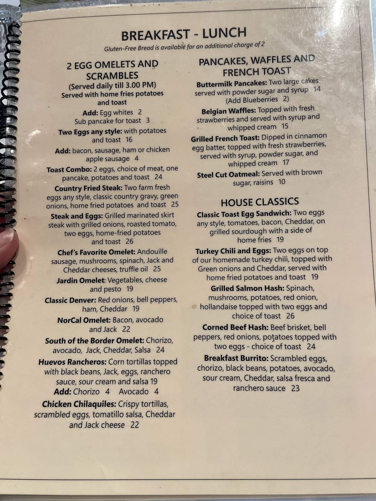 Toast Restaurant меню