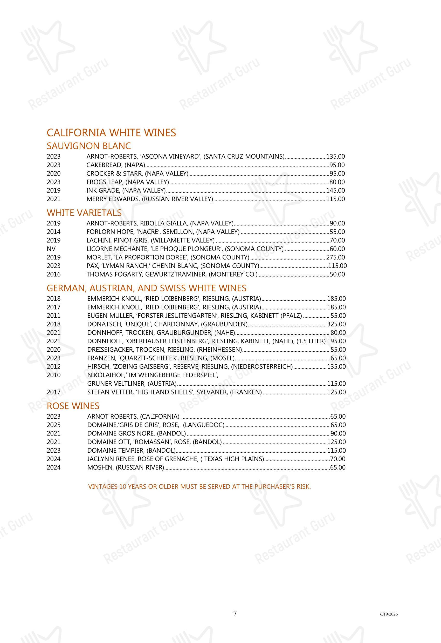Boronia Catering Menu Pack ресторана Tony's