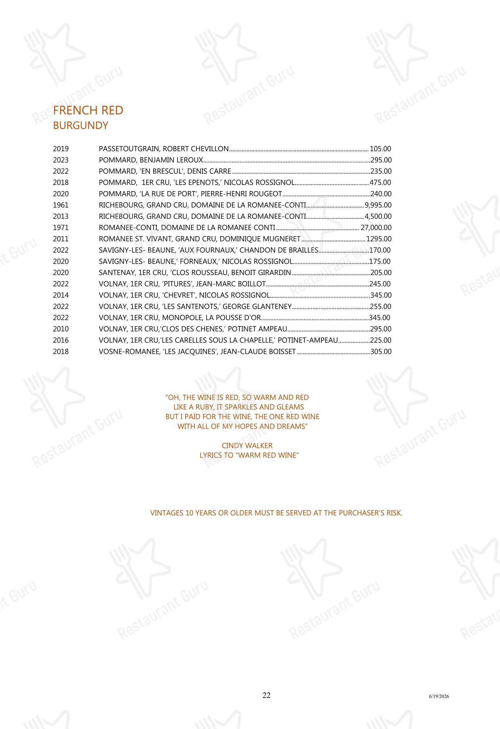 Меню ресторана Tony's - Boronia Catering Menu Pack