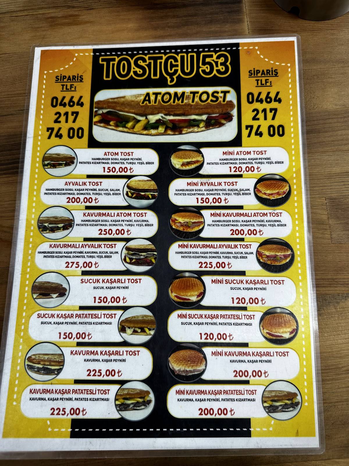 Tostçu53 меню