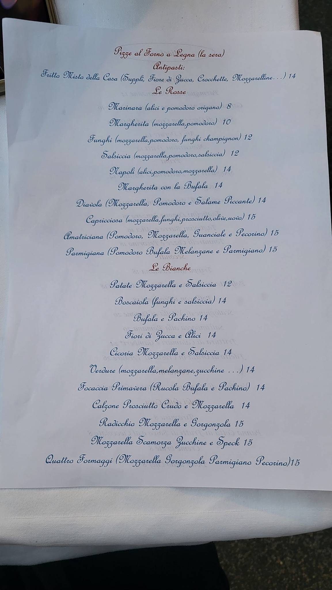 Trattoria Micci меню