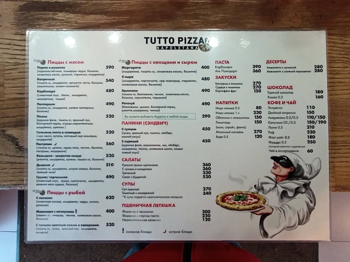 Tutto Pizza меню