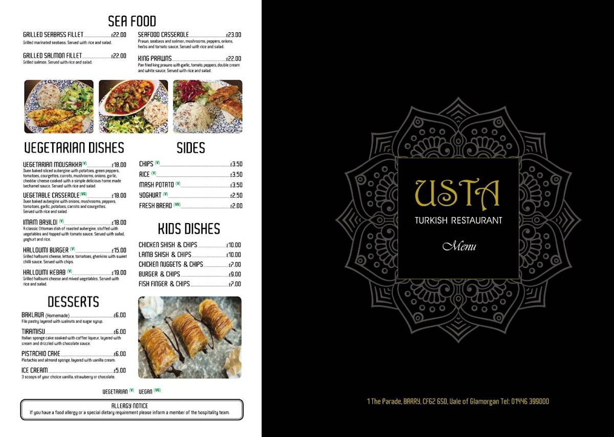 Usta Turkish Restaurant меню