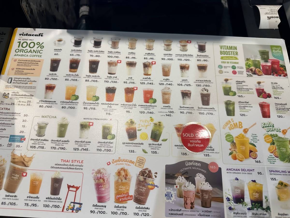 Vistacafé - ฟิวเจอร์พาร์ค รังสิต меню