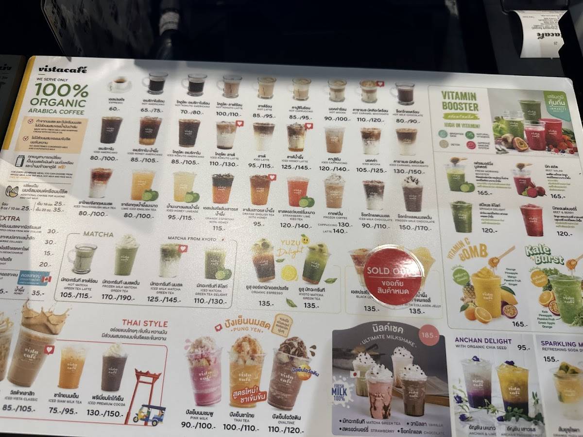 Vistacafé - ฟิวเจอร์พาร์ค รังสิต меню