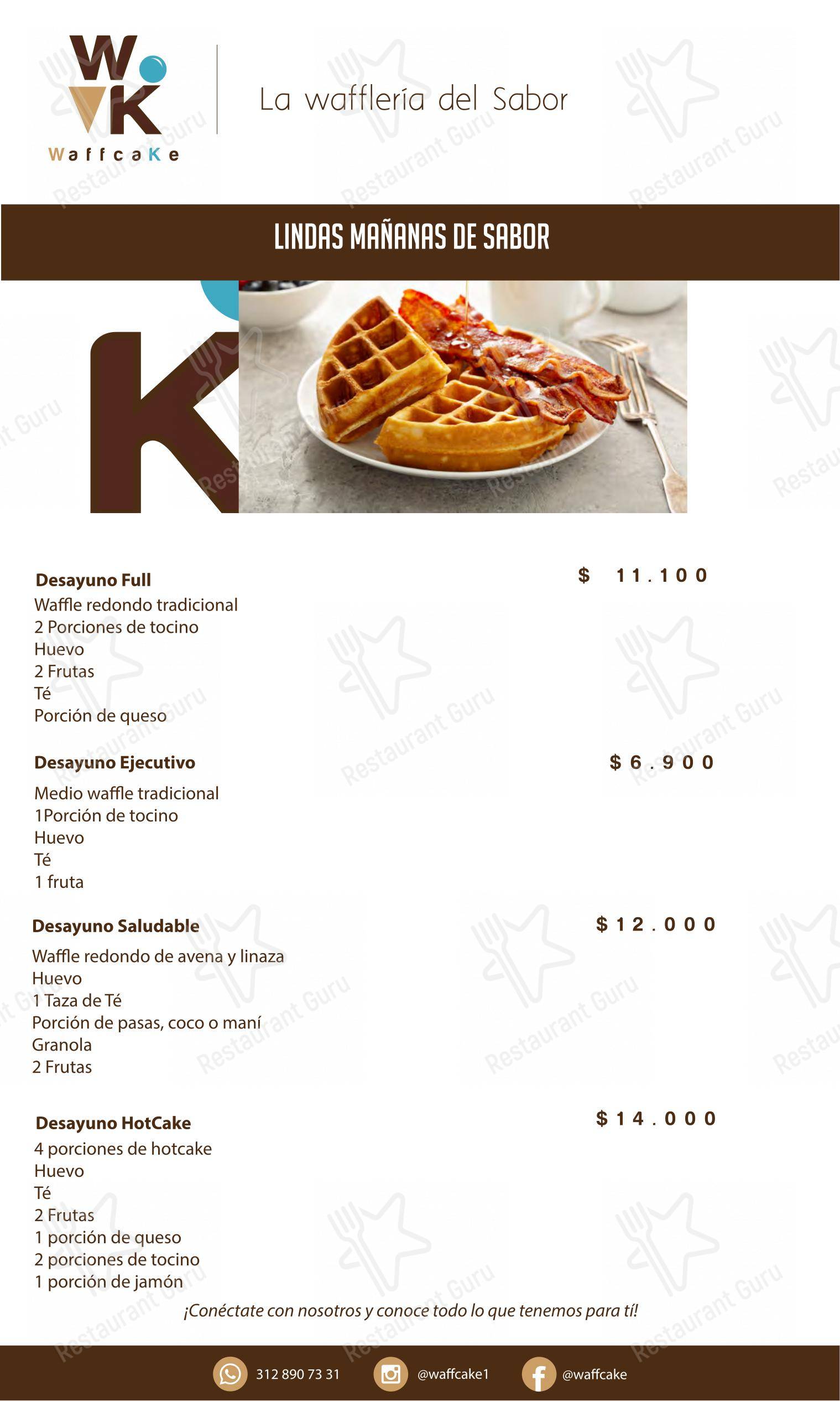 Меню ресторана WaffCake- La waflería del Sabor в Попаяне