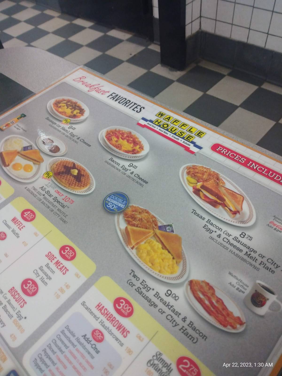 Waffle House меню