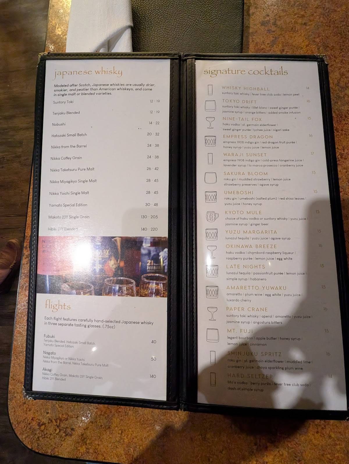 Waraji Japanese Restaurant меню