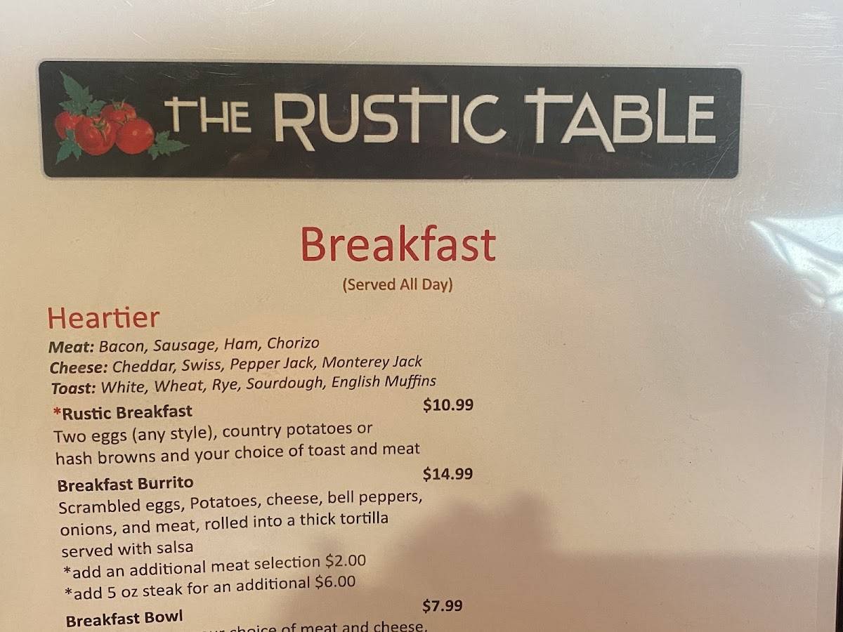 The Rustic Table меню