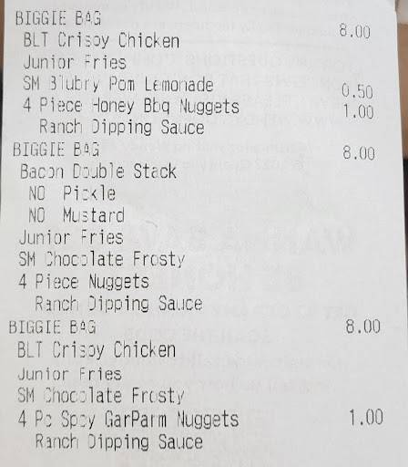Wendy's меню