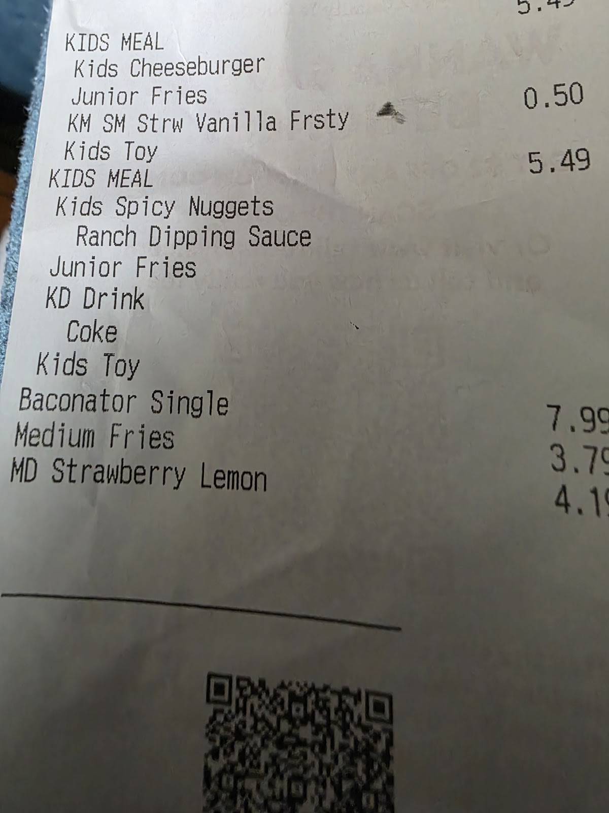 Wendy's меню