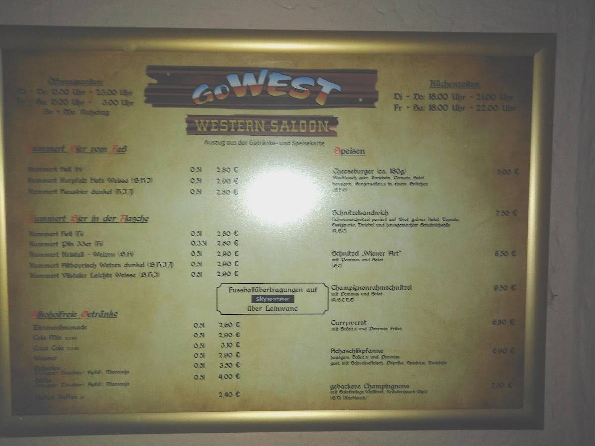 Western Saloon Go-West меню